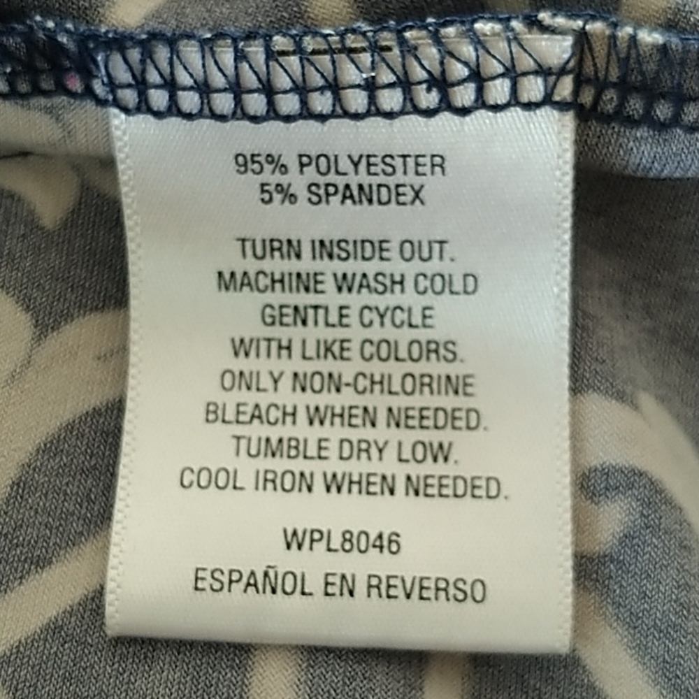 JM Collection Navy Tan Classic Print V Neck Pullover Top XL - Picture 11 of 12